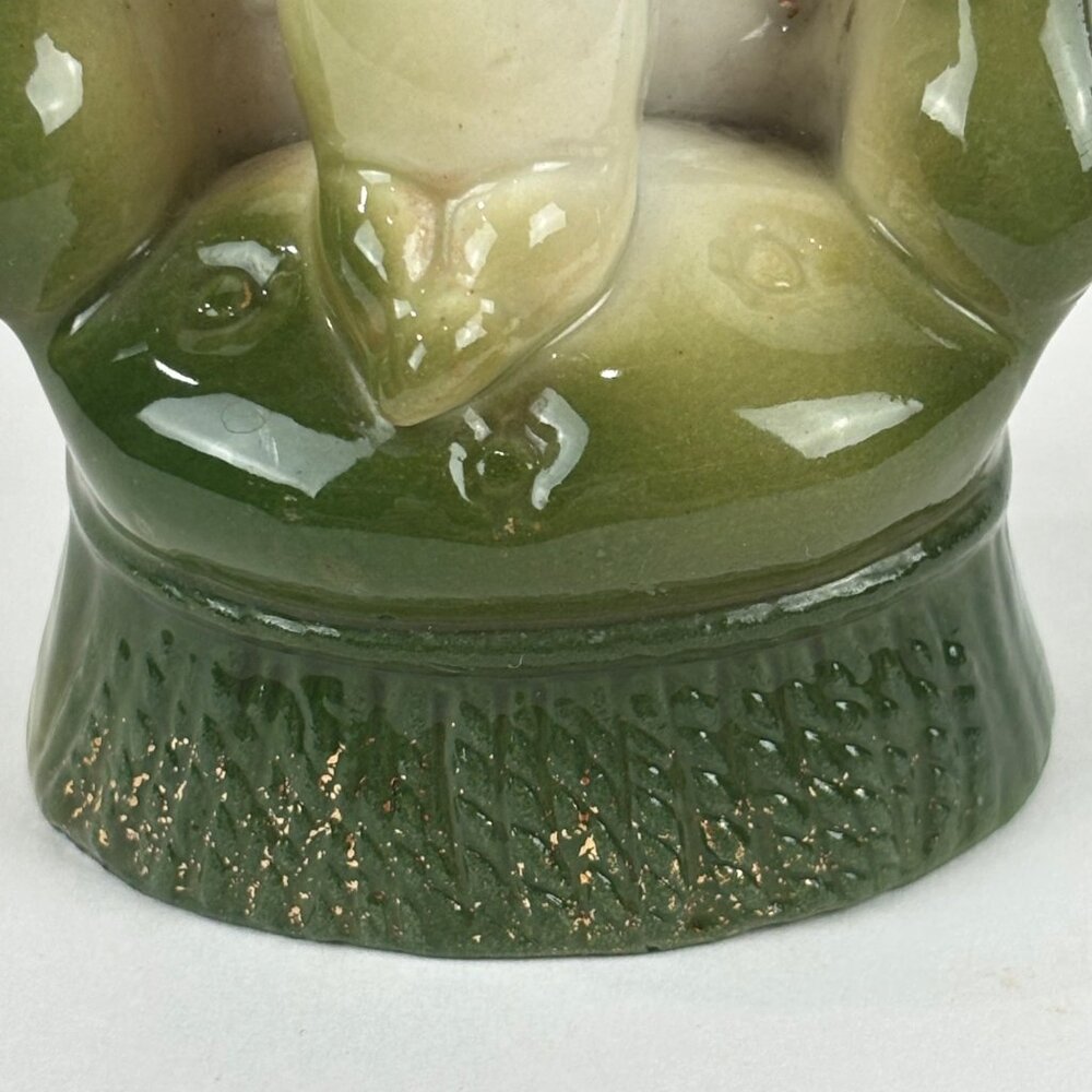 Vintage Porcelain Pig On Chair Toothpick Holder Tiny Green Vase - Picture 8 of 10